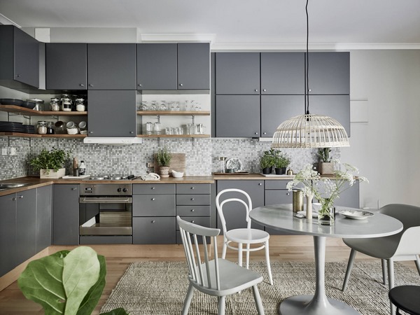 Gray kitchen cabinets modern home interior design ideas