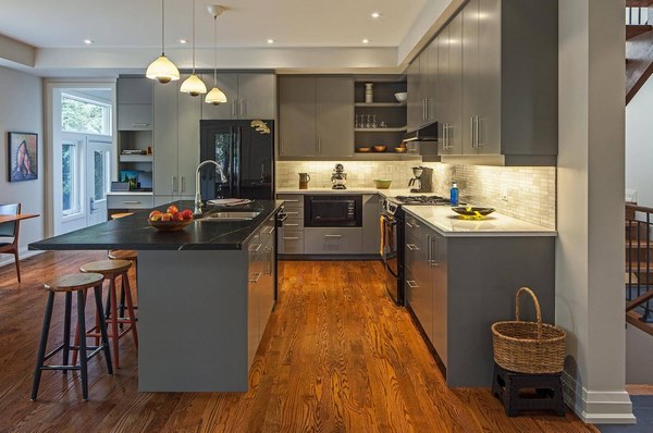 Gray kitchen interior design ideas color accents and accessories