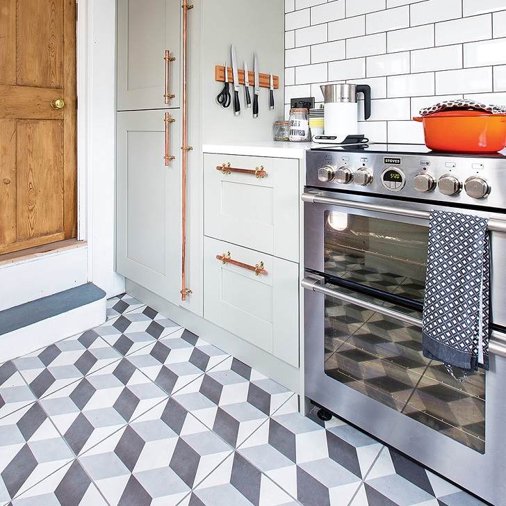Top 15 kitchen flooring options floor tiles geometric pattern