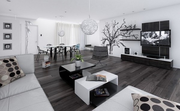 Modern Black And White Living Room Interiors Stylish