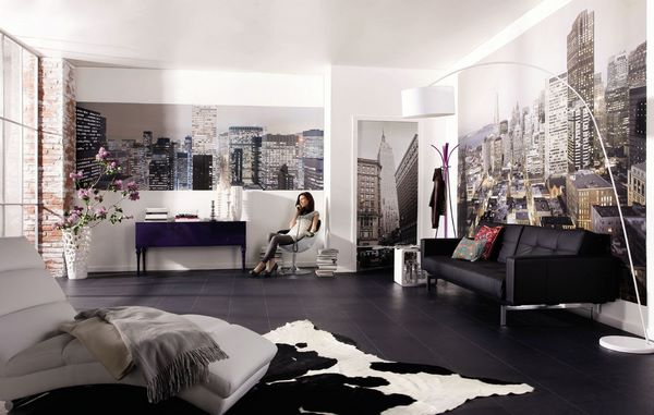 contemporary interior ideas black floor white walls