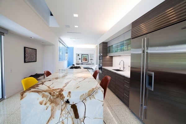 contemporary kitchen design with modern terrazzo flooring