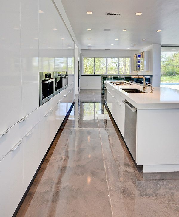 epoxy flooring in contemporary minimalist kitchen design