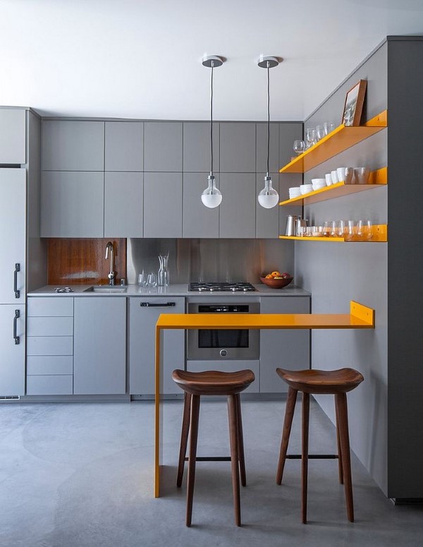 gray kitchen color scheme orange accents