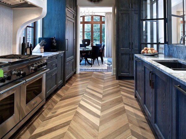 herringbone pattern wood flooring kitchen design ideas