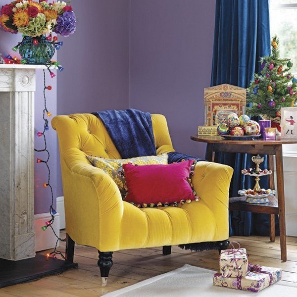 interior color schemes ideas contrast colors purple yellow