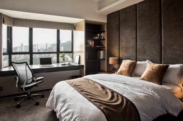 modern bedroom design with office space