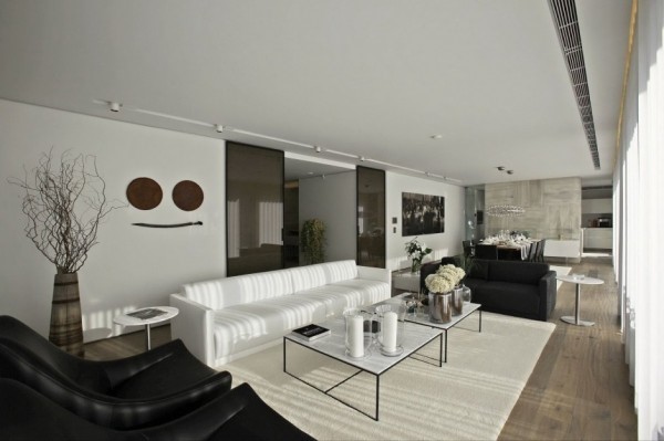 modern home design in white and black and white carpet