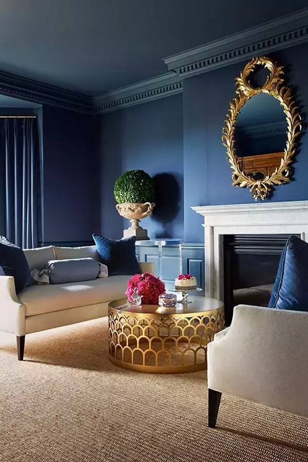 stylish and elegant living room blue wall color beige carpet