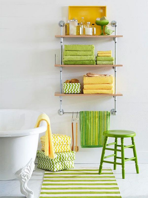 DIY creative bathroom shelves from water pipes