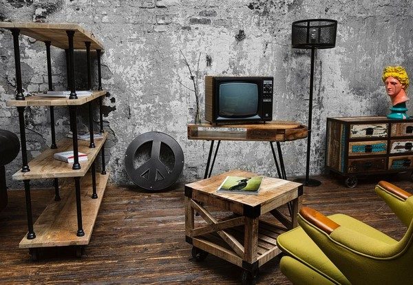 DIY industrial furniture ideas water pipe shelf coffee table