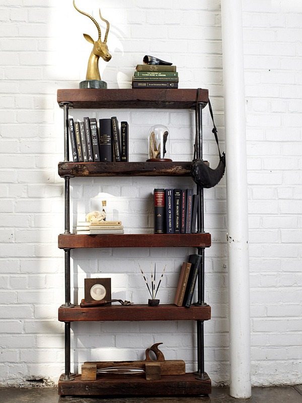 DIY pipe shelves bookshelf design ideas