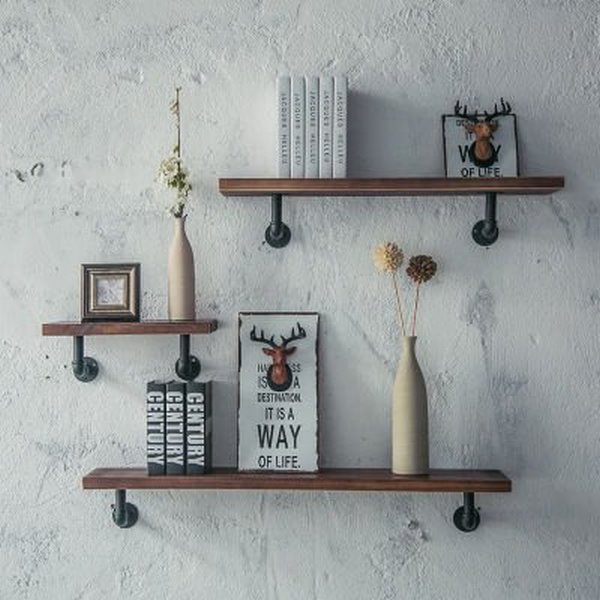 Industrial pipe bookshelf rustic decorating ideas living room
