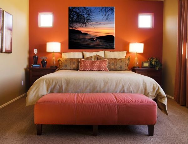 bedroom design and decorating ideas orange accent wall