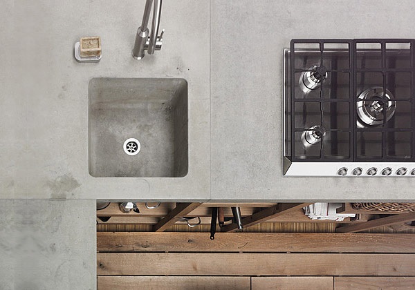 concrete countertop and cabinets kitchen design ideas
