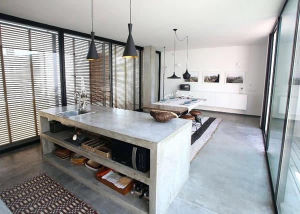 concrete kitchen island with storage space original furniture ideas