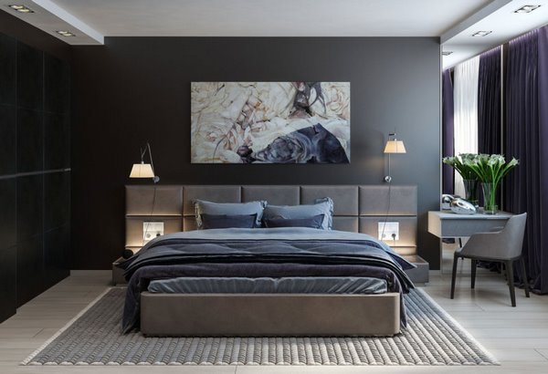 dark gray bedroom wall color modern interior design ideas