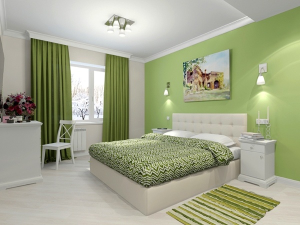 green bedroom accent wall color scheme ideas