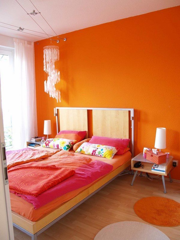 orange bedroom design analogous color scheme ideas