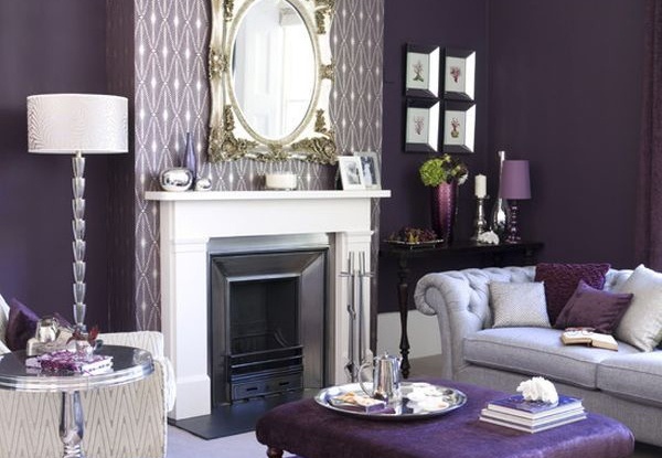 purple living room monichromatic interiors ideas