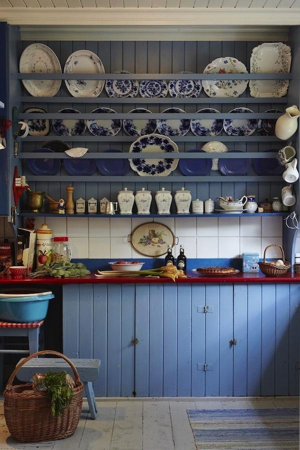 rustic kitchen decorating ideas blue cabinets open shelves