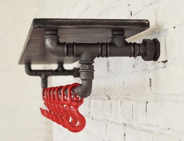 unique DIY Industrial pipe shelf ideas clothes hanger