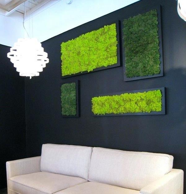 DIY moss vertical garden frame wall decorating ideas