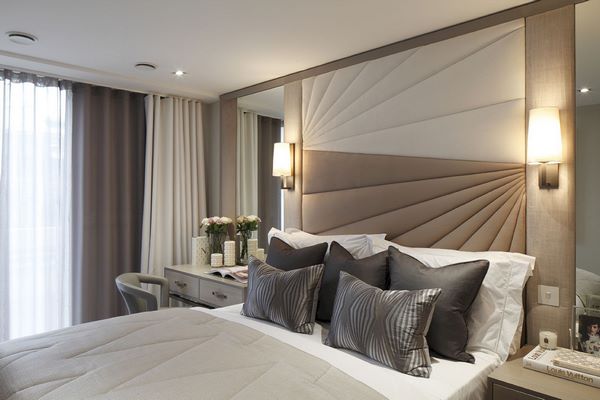 contemporary bedroom design ideas accent wall upholstered panels