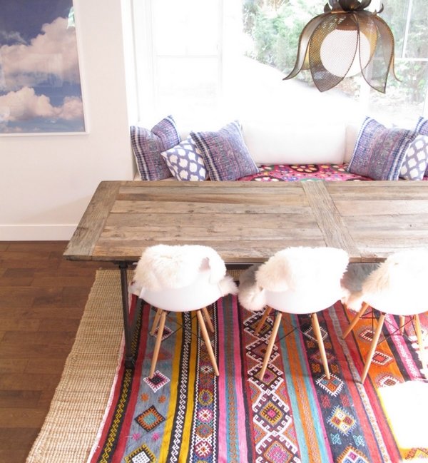ethnic carpet under dining table home decorating ideas