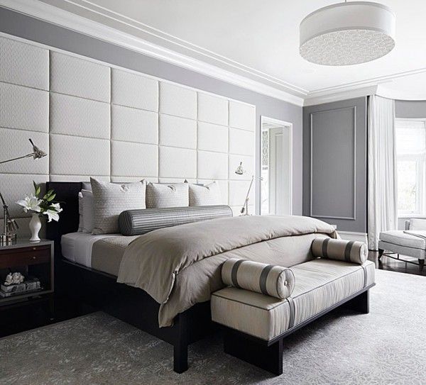 fabric panels master bedroom ideas gray color palette
