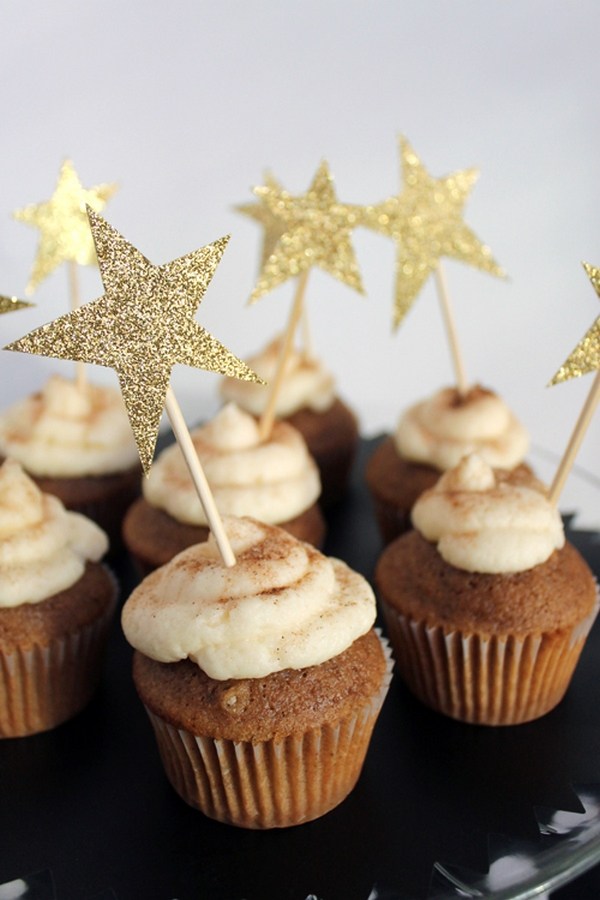 festive new year party glitter star cupcake decorations toppers ideas