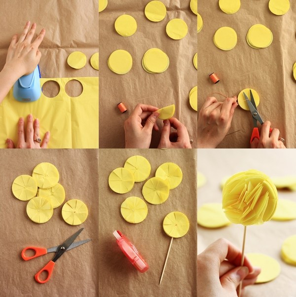how to make tissue paper pom pom cupcake toppers step by step tutorial