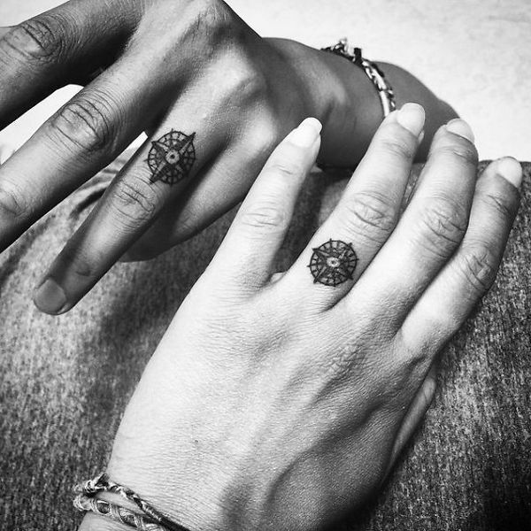 matching wedding ring tattoos finger tattoo ideas