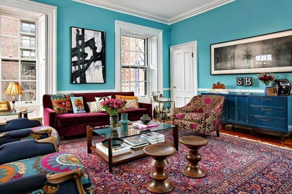 oriental rugs in home interior eclectic living room design
