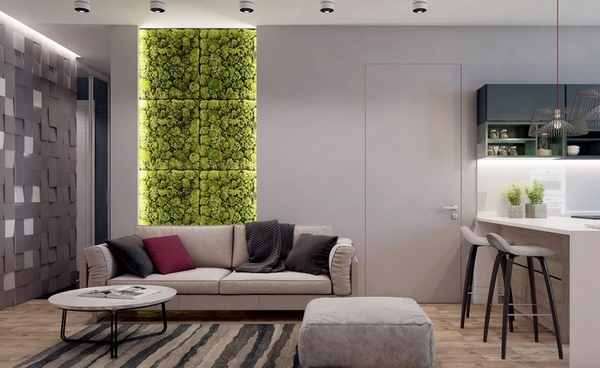 original wall decorating ideas with green moss living room design