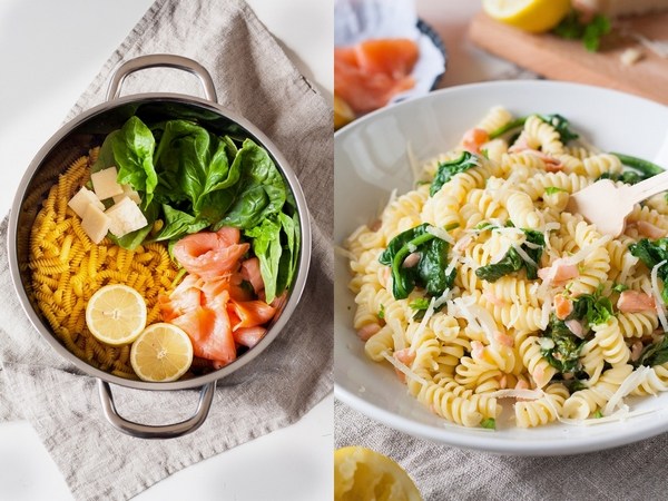 One pot pasta with spinach and salmon recipe