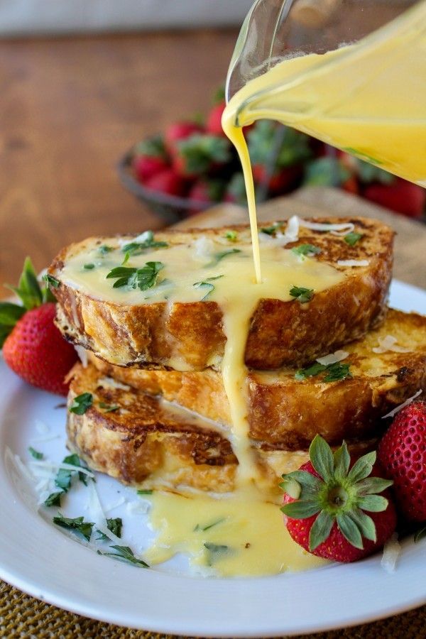 Savory breakfast recipes toast with parmesan and hollandaise sauce
