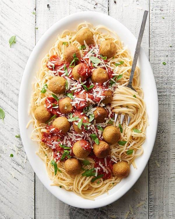 Vegetarian chickpea meatballs pasta sauce recipe