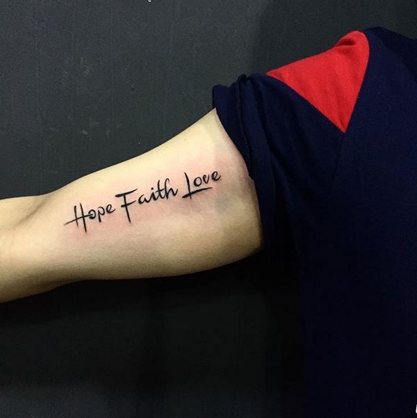 faith hope love inscription tattoo design ideas