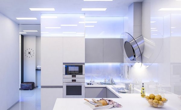 kitchen design trends white cabinets under cabinet LED lighting