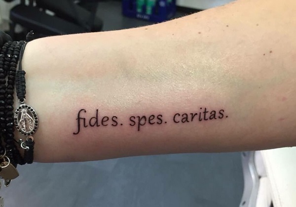 latin inscription tattoos faith hope love design ideas