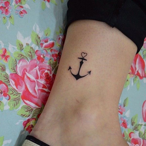small ankle tattoo anchor heart cross