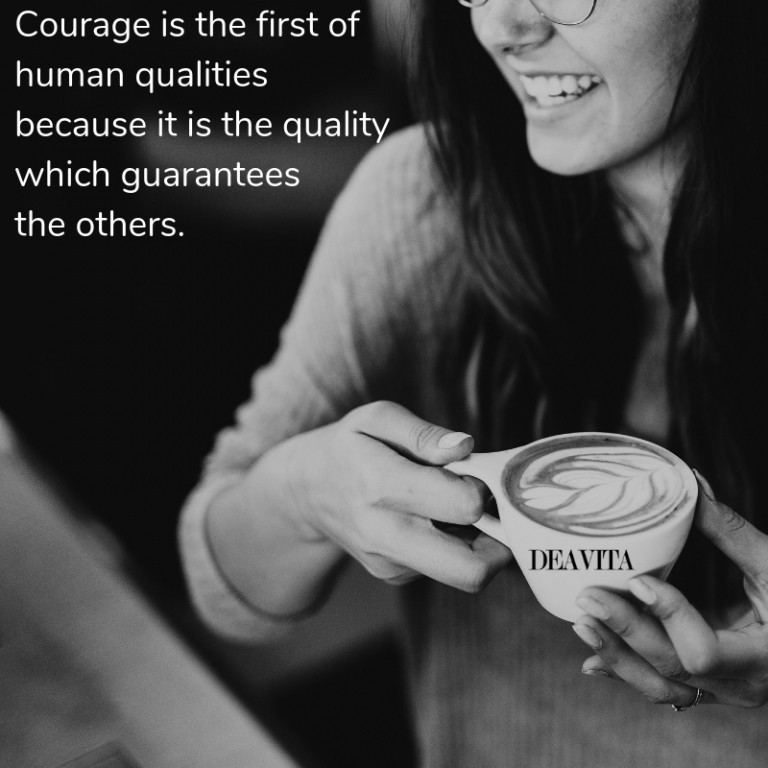 Courage and human qualities inspiring quotes and photo cards