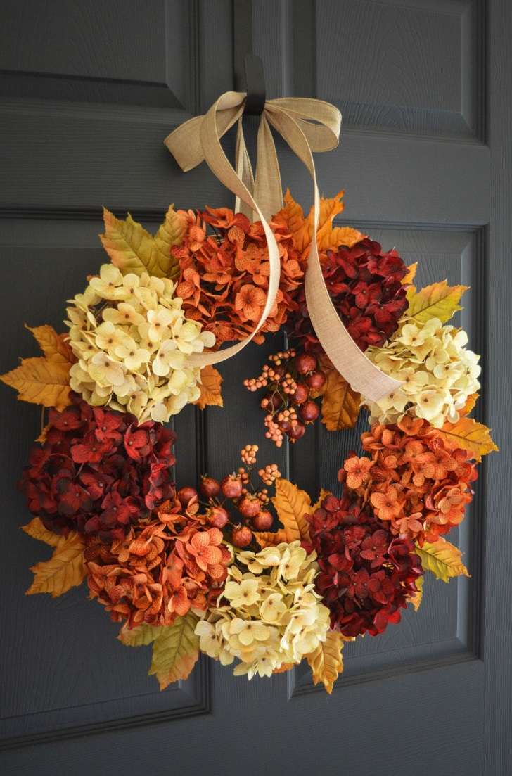 DIY beautiful wreath of flowers hydrangea decor ideas