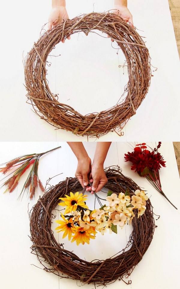 DIY flowers wreath thanksgiving decorations ideas