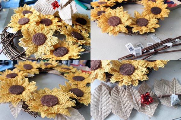 Last minute DIY burlap sunflower wreath ideas tutorial