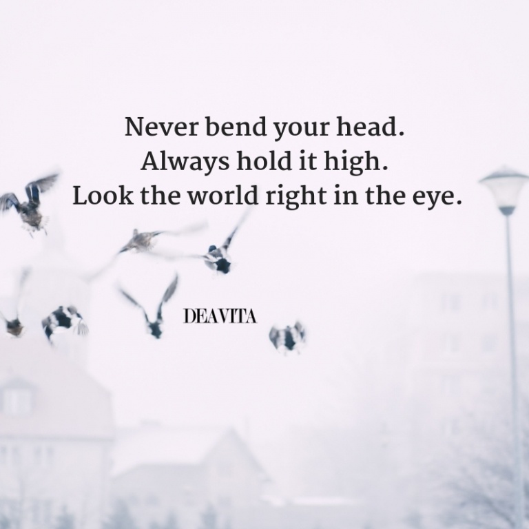 Never bend your head short motivational quotes with photos