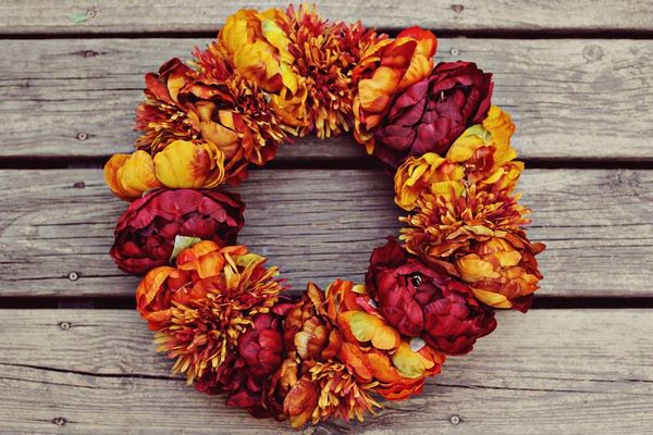 autumn wreath of flowers DIY decor ideas