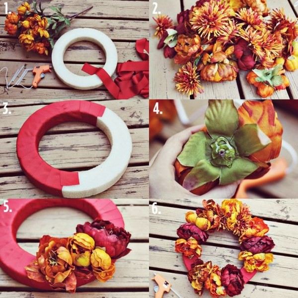 autumn wreath of flowers DIY ideas
