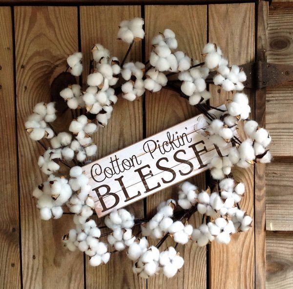 easy cotton wreath ideas DIY home decor